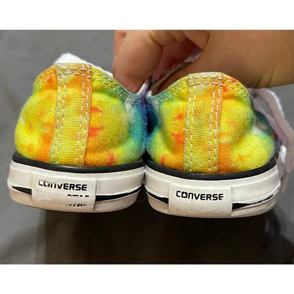 Converse Allstar Tie SZ 9 Toddler Low Top Sneaker Rainbow Tie Dye Kidcore Hippie - Picture 6 of 6